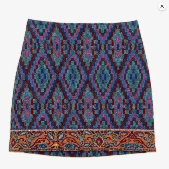 NWT sz XL Farm Rio Blue Tapestry Scarf Mini Skirt - Picture 1 of 15